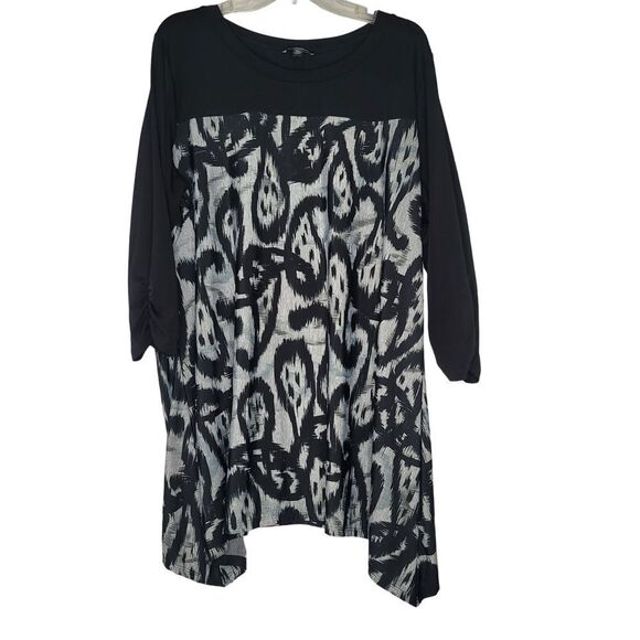 Notations Womens‎ 3X Shark Hem Ruched 3/4 Sleeve Top Tunic Artsy Goth Whimsigoth - Picture 1 of 8